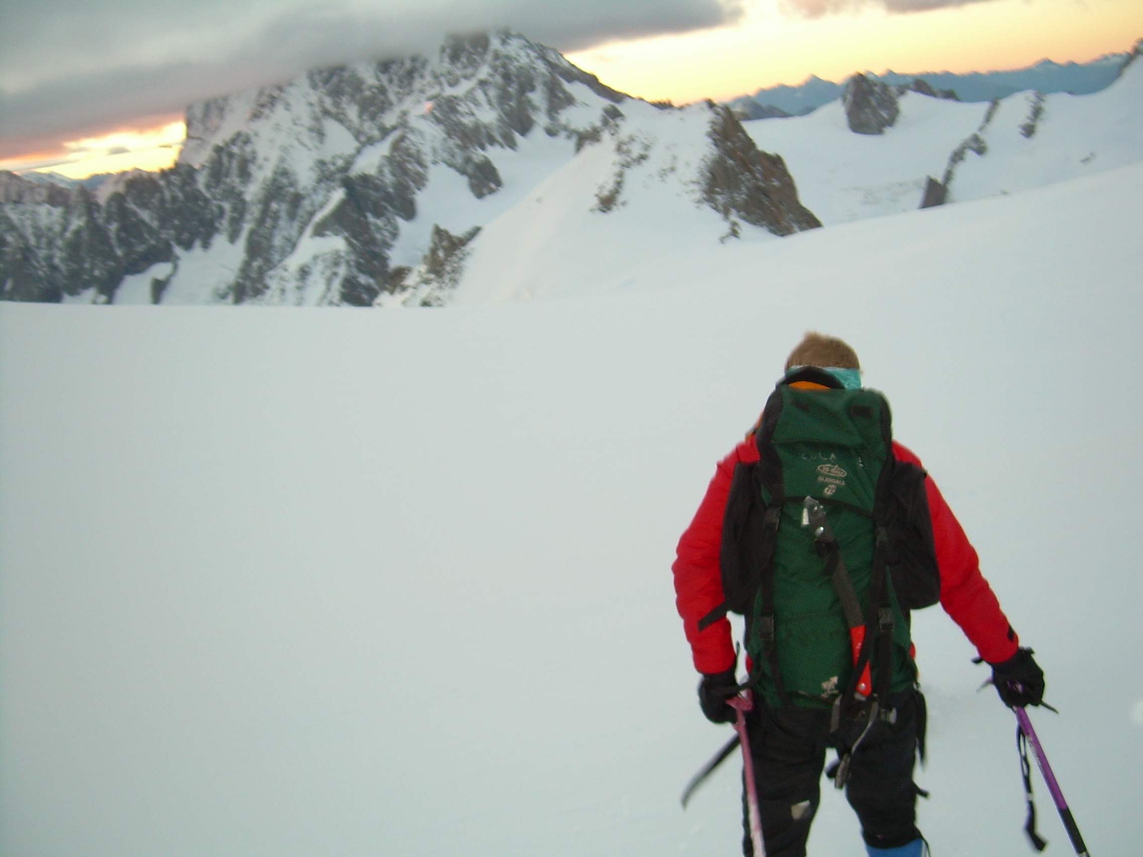 Lazell walking to Chere couloir, 5.15 am.JPG